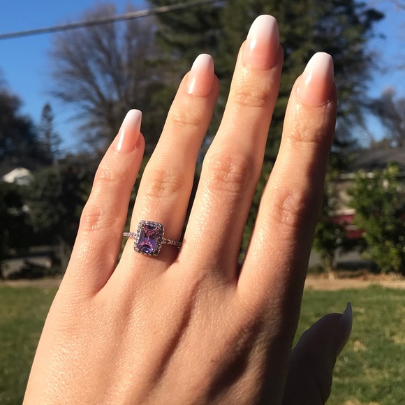 NWT Pink crystal 925 sterling silver ring - Picture 5 of 7